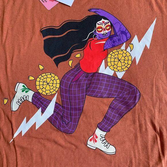 NWT Urban Outfitters Dia Pacheco X Golden Hour T-Shirt Women's XL Brown Artsy - Picture 6 of 15